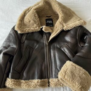 Zara Shearling Aviator Jacket
